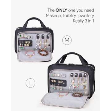 OlarHike Toiletry Bag,Large Size Waterproof Hanging Bags, Makeup Jewelry 3 in 1 Essentials Travel Pa...