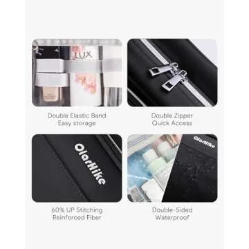 OlarHike Toiletry Bag,Large Size Waterproof Hanging Bags, Makeup Jewelry 3 in 1 Essentials Travel Packing Organizers, Fulled-Sized Family Pack, Shampoo, Conditioner, Brushes Set (Black)