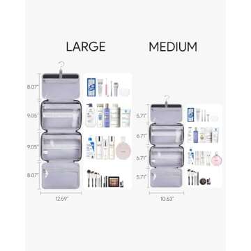 OlarHike Toiletry Bag,Large Size Waterproof Hanging Bags, Makeup Jewelry 3 in 1 Essentials Travel Packing Organizers, Fulled-Sized Family Pack, Shampoo, Conditioner, Brushes Set (Black)