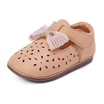 BMCiTYBM Baby Girl Mary Jane Shoes Princess Flower Girl Party Dress Shoes Soft Sole Non Slip Round Toe Flats First Walking Crib Shoes 6 9 12 18 24 Months (Newborn/Infant)