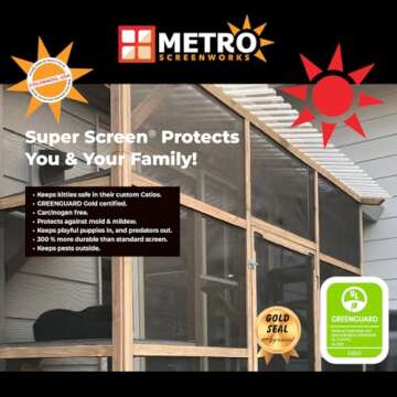 Super Screen 17/20, (48 in x 100 ft) - Weather & Pet Proof Screen Replacement - Porch & Patio Screen Mesh - Durable Pet Screen Mesh Roll Window Screen - Tiny Insect Bug Mesh, Dog & Cat Proof Screen
