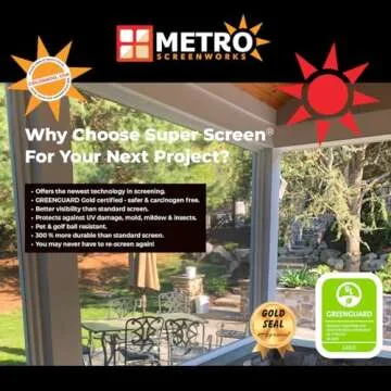 Super Screen 17/20, (48 in x 100 ft) - Weather & Pet Proof Screen Replacement - Porch & Patio Screen Mesh - Durable Pet Screen Mesh Roll Window Screen - Tiny Insect Bug Mesh, Dog & Cat Proof Screen