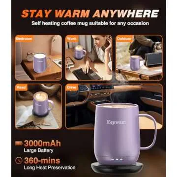 Kepwam Self Heating Coffee Mug for Hot Drinks
