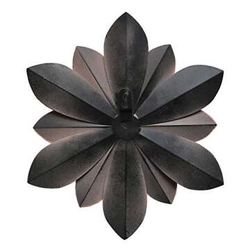 Picfarce Pink Metal Flower Wall Art Decor, 11“ Rustic Modern Floral Sculpture, Distressed Hanging Home Decoration Accent Artworks for Indoor Bedroom Living Room Office Outdoor Garden Patio