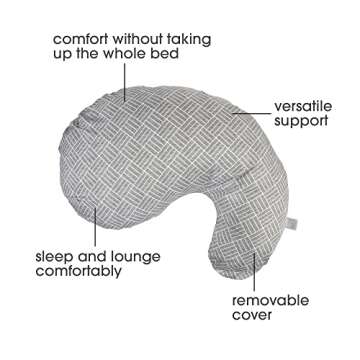 Boppy Cuddle Pregnancy Pillow, Gray Basket Weave, Comfy Body-conforming Hypoallergenic Fiber Fill an...