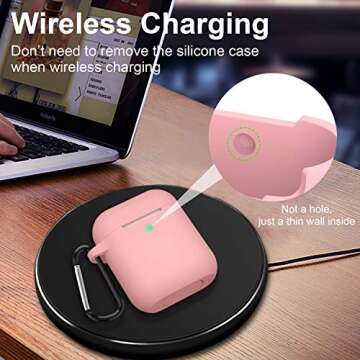 SATLITOG AirPods Case, Full Protective Silicone Cover for Apple AirPods 1&2 Wireless and Wired Charg...