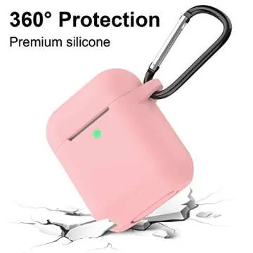 SATLITOG AirPods Case, Full Protective Silicone Cover for Apple AirPods 1&2 Wireless and Wired Charging Case, Pink