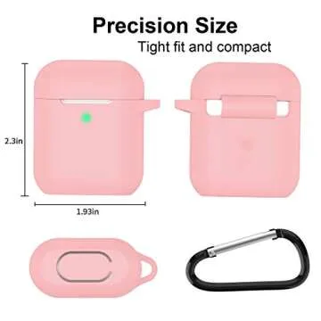 SATLITOG AirPods Case, Full Protective Silicone Cover for Apple AirPods 1&2 Wireless and Wired Charging Case, Pink