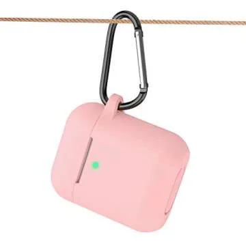 SATLITOG AirPods Case, Full Protective Silicone Cover for Apple AirPods 1&2 Wireless and Wired Charging Case, Pink