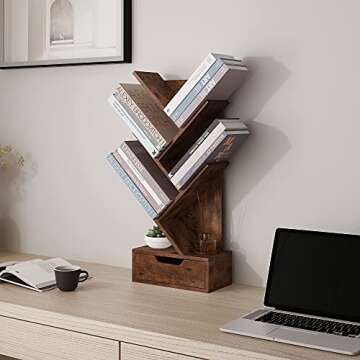 Tree Bookshelf with Drawers for Stylish Organization