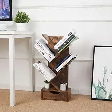 Tree Bookshelf with Drawers for Stylish Organization