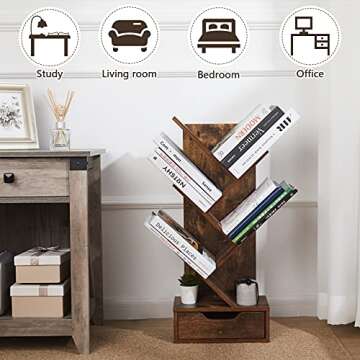 Tree Bookshelf with Drawers for Stylish Organization