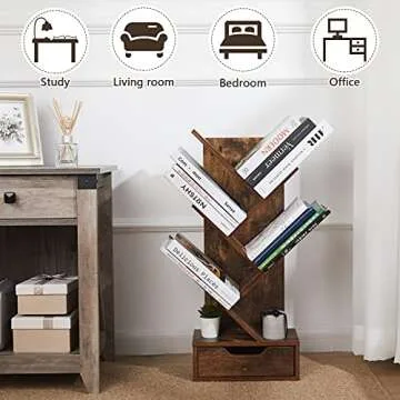 Tree Bookshelf with Drawers for Stylish Organization