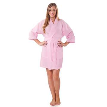 Turquaz Lightweight Short Robes For Women Waffle Kimono Bathrobe - Soft, Fast-Drying, Long-Lasting C...