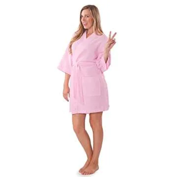 Turquaz Lightweight Short Robes For Women Waffle Kimono Bathrobe - Soft, Fast-Drying, Long-Lasting Cotton Blend