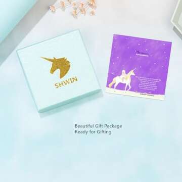 SHWIN Unicorns Gifts Unicorn Jewelry 4 Pack Unicorn Necklace Bracelet Earrings Ring Jewelry Set Birthday Gifts for Daughter Granddaughter Niece (Unicorn Gift Set #4)