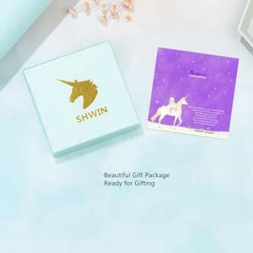 SHWIN Unicorns Gifts Unicorn Jewelry 4 Pack Unicorn Necklace Bracelet Earrings Ring Jewelry Set Birthday Gifts for Daughter Granddaughter Niece (Unicorn Gift Set #4)