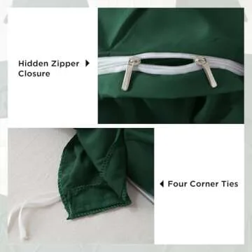 Litanika Dark Green King Pinch Pleat Duvet Cover, 3 Pieces Pintuck Cover Soft Microfiber Bedding Set with Zipper Closure & Corner Ties(104x90Inch-1 Duvet Cover, 2 Pillowcases)