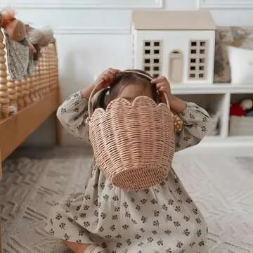 Elegant Scalloped Rattan Storage Baskets for Organizing