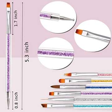 iminoo 6PCS Nail Art Brushes,Double Ended Nail Liner Brush Dotting Pen Nail Art Point Drill Drawing Tools,Double Ended Nail Art Brushe for DIY Nail Art Designs (Style B)