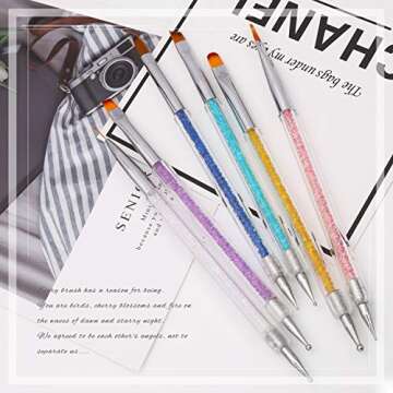 iminoo 6PCS Nail Art Brushes,Double Ended Nail Liner Brush Dotting Pen Nail Art Point Drill Drawing Tools,Double Ended Nail Art Brushe for DIY Nail Art Designs (Style B)