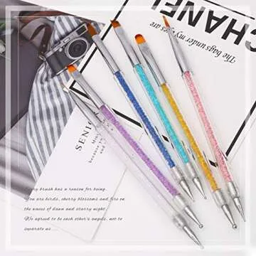 iminoo 6PCS Nail Art Brushes,Double Ended Nail Liner Brush Dotting Pen Nail Art Point Drill Drawing Tools,Double Ended Nail Art Brushe for DIY Nail Art Designs (Style B)