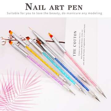 iminoo 6PCS Nail Art Brushes,Double Ended Nail Liner Brush Dotting Pen Nail Art Point Drill Drawing Tools,Double Ended Nail Art Brushe for DIY Nail Art Designs (Style B)