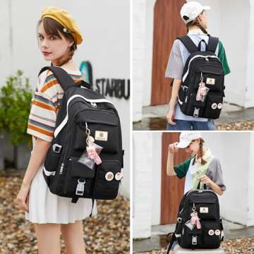Laptop Backpacks 15.6 Inch College Backpack Elementary Middle High School Bag Large Cute Bookbags An...