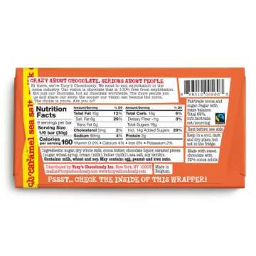 Tony's Chocolonely Caramel Sea Salt Milk Chocolate Bar, 6 oz., 4-Pack