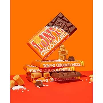 Tony's Chocolonely Caramel Sea Salt Milk Chocolate Bar, 6 oz., 4-Pack