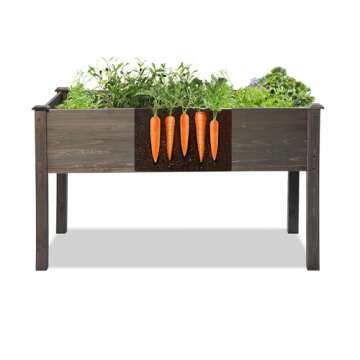 LZRS Raised Garden Bed Outdoor Planter Box with Legs for Herbs, Vegetables, Flowers, Great for Outdoor Patio, Yard and Deck, 220lb Capacity, Grey