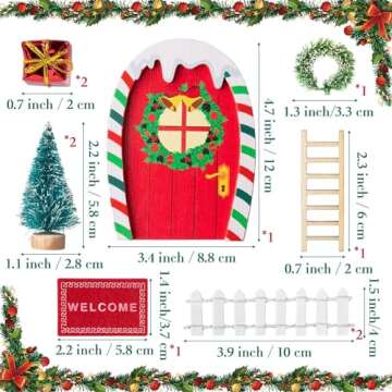 Haooryx 10Pcs Christmas Magic Miniature Tiny Fairy Wooden Doors Decorative Accessories, Welcome to D...
