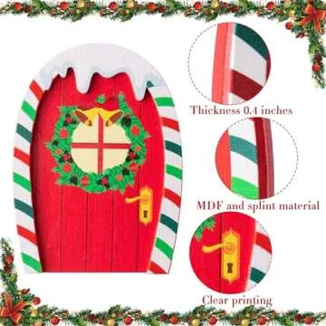 Haooryx 10Pcs Christmas Magic Miniature Tiny Fairy Wooden Doors Decorative Accessories, Welcome to Dollhouse Mini Entry for Fairies Magical Door Christmas Decorations Xmas Decor