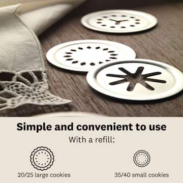MARCATO Atlas Biscuit Maker Press, Made in Italy, Includes 20 Cookie Disc Shapes, Classic Silver