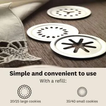 MARCATO Atlas Biscuit Maker Press, Made in Italy, Includes 20 Cookie Disc Shapes, Classic Silver