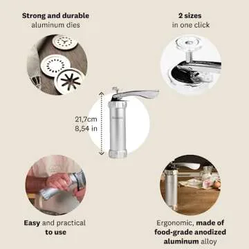 MARCATO Atlas Biscuit Maker Press, Made in Italy, Includes 20 Cookie Disc Shapes, Classic Silver