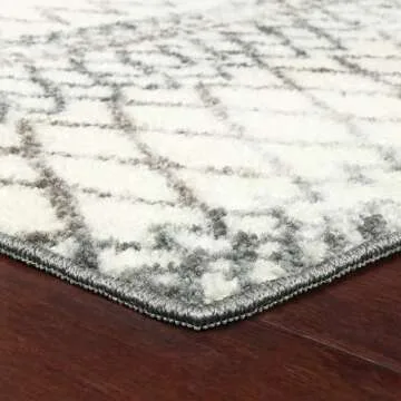 Maples Rugs Abstract Diamond Modern Distressed Non Slip Runner Rug For Hallway Entry Way Floor Carpet [Made in USA], 2'6 x 10, Neutral