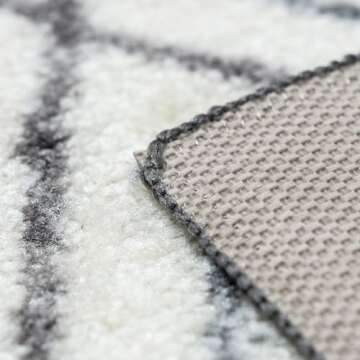 Maples Rugs Abstract Diamond Modern Distressed Non Slip Runner Rug For Hallway Entry Way Floor Carpet [Made in USA], 2'6 x 10, Neutral