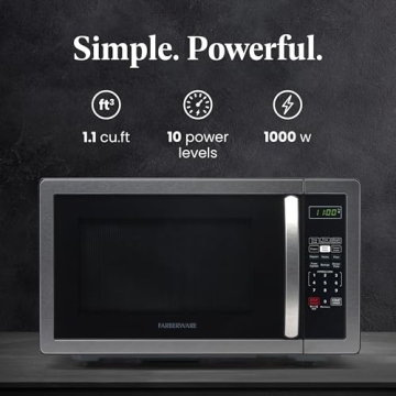 Farberware 1000W Stainless Steel Microwave with Child Lock