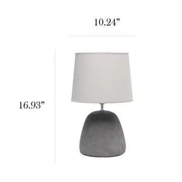 Elegant Gray Concrete Table Lamp with Fabric Shade