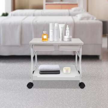 BINELUCOLU Pedicure Cart, Foot Rest Pedicure Stand with Wheels Manicure Footrest Stool Foot Massage ...