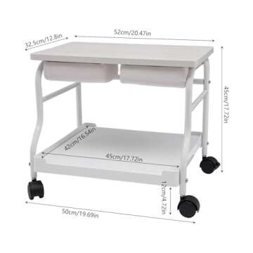 BINELUCOLU Pedicure Cart, Foot Rest Pedicure Stand with Wheels Manicure Footrest Stool Foot Massage Station Stand for SPA Salon (White)