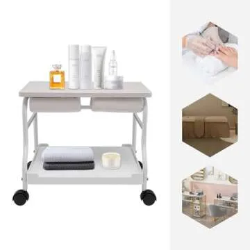 BINELUCOLU Pedicure Cart, Foot Rest Pedicure Stand with Wheels Manicure Footrest Stool Foot Massage Station Stand for SPA Salon (White)