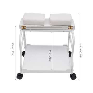BINELUCOLU Pedicure Cart, Foot Rest Pedicure Stand with Wheels Manicure Footrest Stool Foot Massage Station Stand for SPA Salon (White)