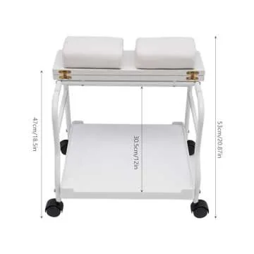 BINELUCOLU Pedicure Cart, Foot Rest Pedicure Stand with Wheels Manicure Footrest Stool Foot Massage Station Stand for SPA Salon (White)