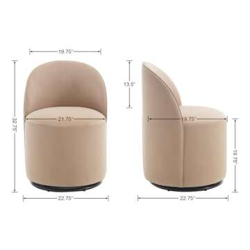 HNY Upholstered Kitchen & Dining Room Barrel Chairs Set of 6, Mid Century Modern Round Velvet Dining...