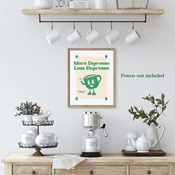 WMDZQSH Vintage Coffee Canvas Wall Art Green Funny Quotes More Espresso Less Depresso Poster Coffee ...