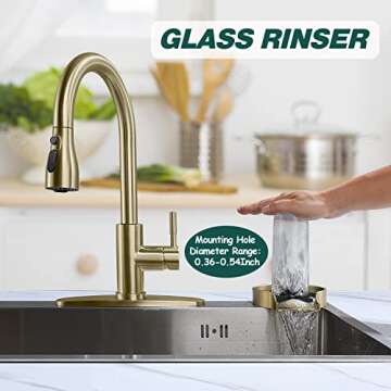 Gold Glass Rinser for Kitchen Sink, FONTOP Heavy Duty Stainless Steel Bottle Washer Cup Cleaner Sink Attachment Accessories for Home Bar Faucet