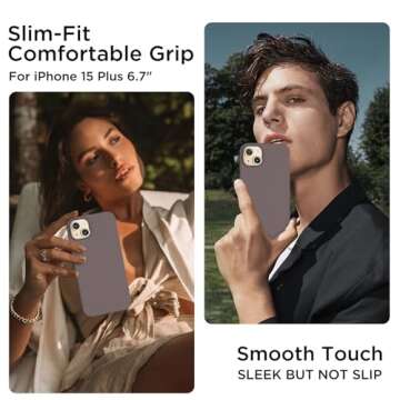 COFFKER Silicone Case for iPhone 15 Plus, Full Body Shockproof Protective Cove, Soft Anti-Scratch Mi...