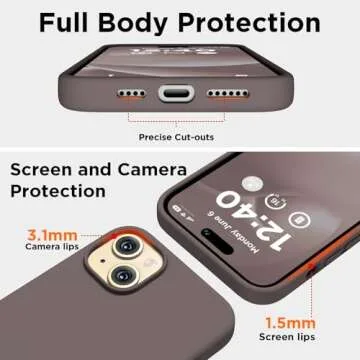 COFFKER Silicone Case for iPhone 15 Plus, Full Body Shockproof Protective Cove, Soft Anti-Scratch Microfiber Lining, Ultra-Thin Slim Cover Phone Case for iPhone 15 Plus 6.7", Coffee Brown